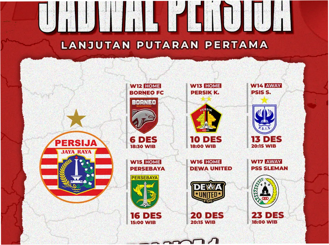 Jadwal Bola Hari Ini: Persija, Chelsea vs MU, dan Pertandingan Lainnya