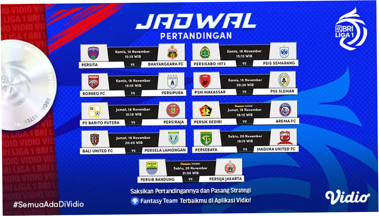 Jadwal Liga 1 Hari Ini: Persib, Borneo FC, dan Persija Hadapi Laga Penentuan