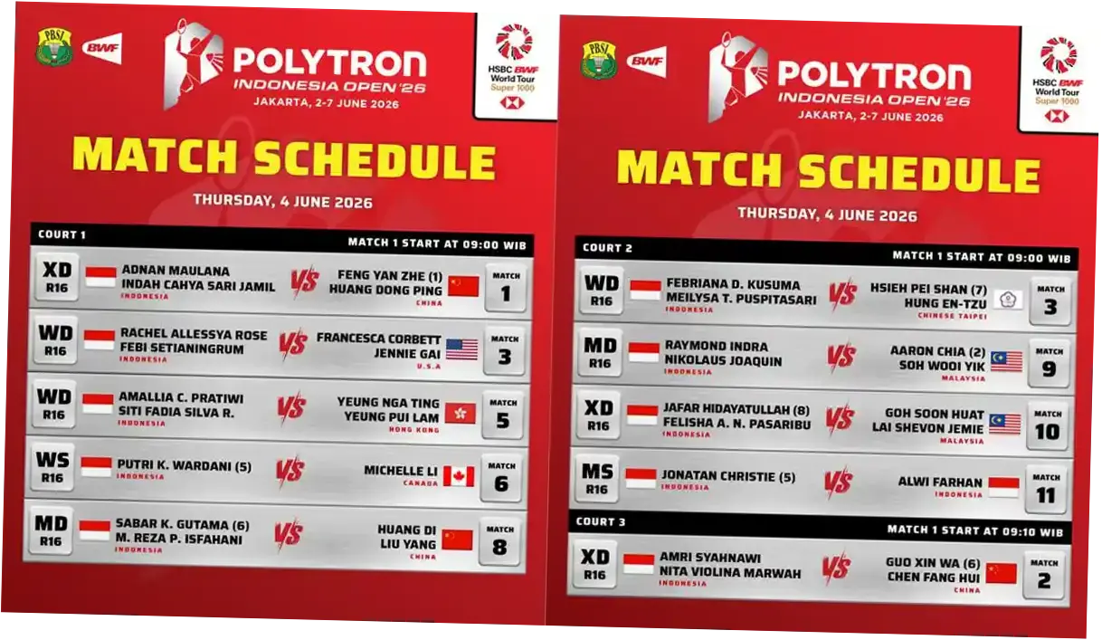 Jadwal Indonesia Open 2026: Alwi Farhan vs Jonatan Christie