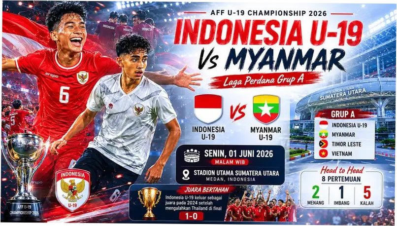 Jadwal Piala AFF U-19 2026: Indonesia Siap Tantang Myanmar