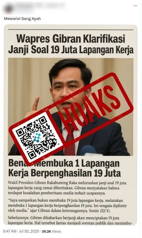 Janji Gibran 19 Juta Lapangan Kerja Ditagih, Seiring Rupiah Terus Melemah